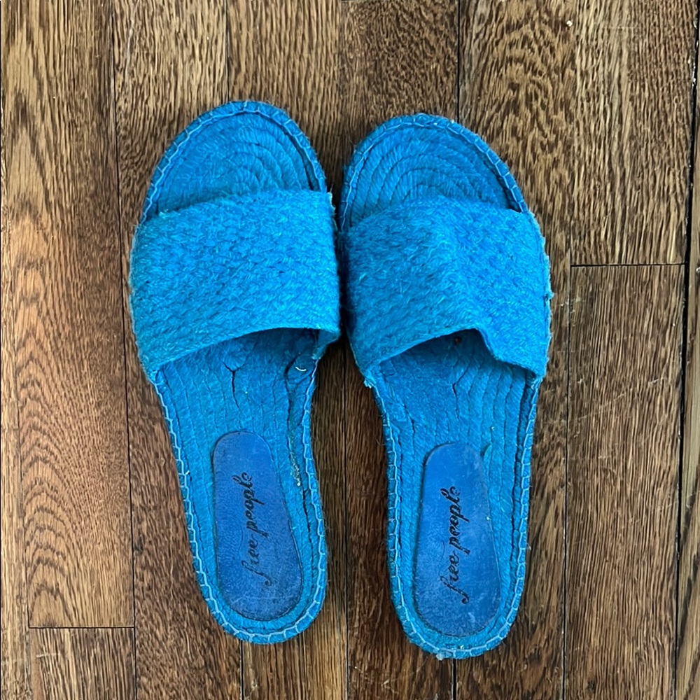 Free People blue woven Slide Sandals